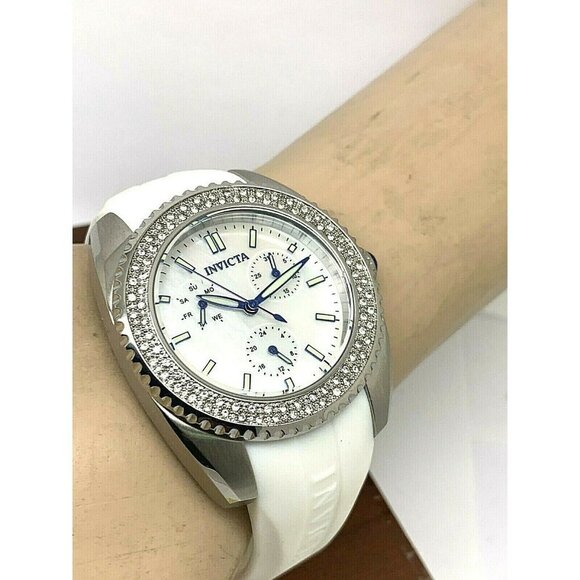 Invicta Women's Watch 28486 Angel 38mm White Dial Crystals Accent Rubber Strap - Picture 6 of 13
